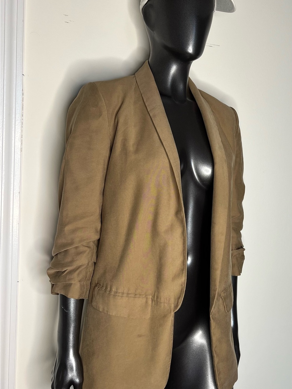 Zara Tan Open-Front Lightweight Jacket